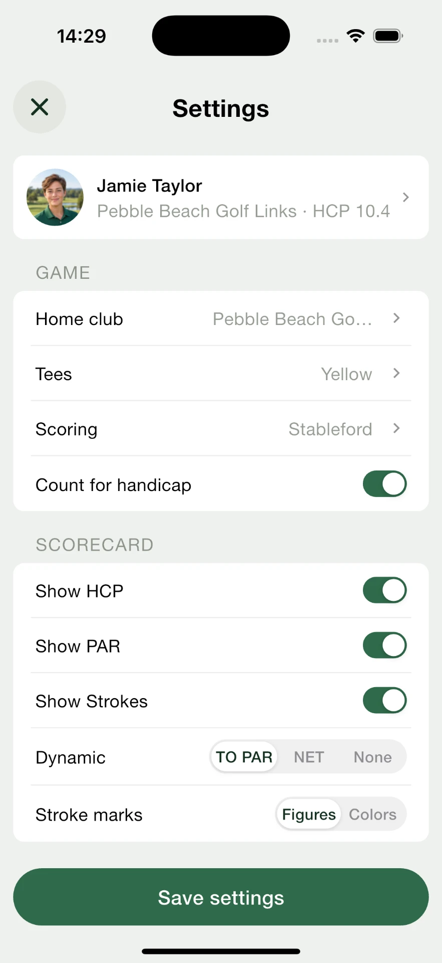 Tee.box — Settings screen