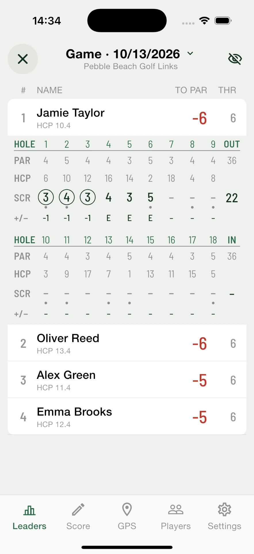 Tee.box — Leaders screen